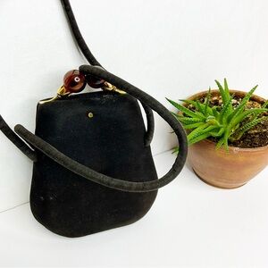 VINTAGE TARKOR Mini Clutch Handbag With Amber Handles